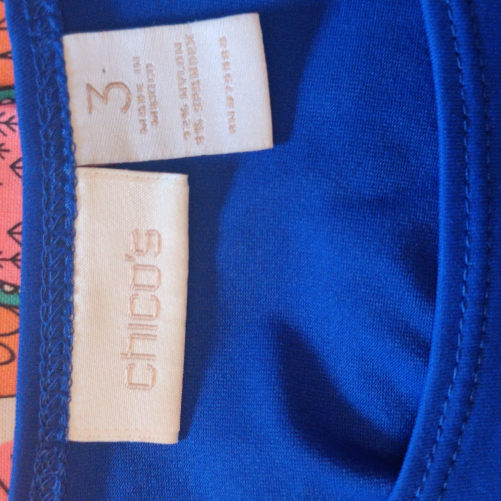 Chico's Royal Blue Stretch Sleeveless Tank Top / Shell Size 3 - Picture 3 of 8